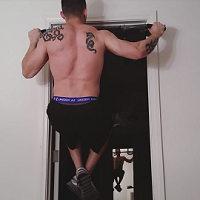 Handstand Push-up back exercise side to side pull-up black shorts