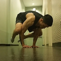 Handstandpushup.com Tuck planche push-up related exercise bent arm frog stand with tricep press on floor